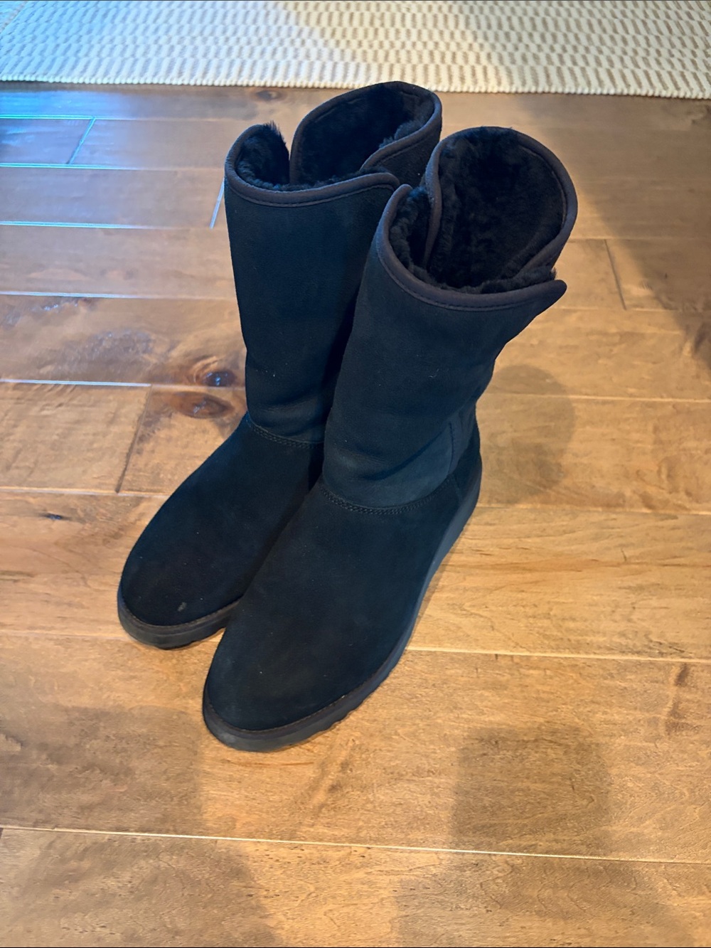 Classic Black Suede Insulated Ugg Mid-Calf Boots